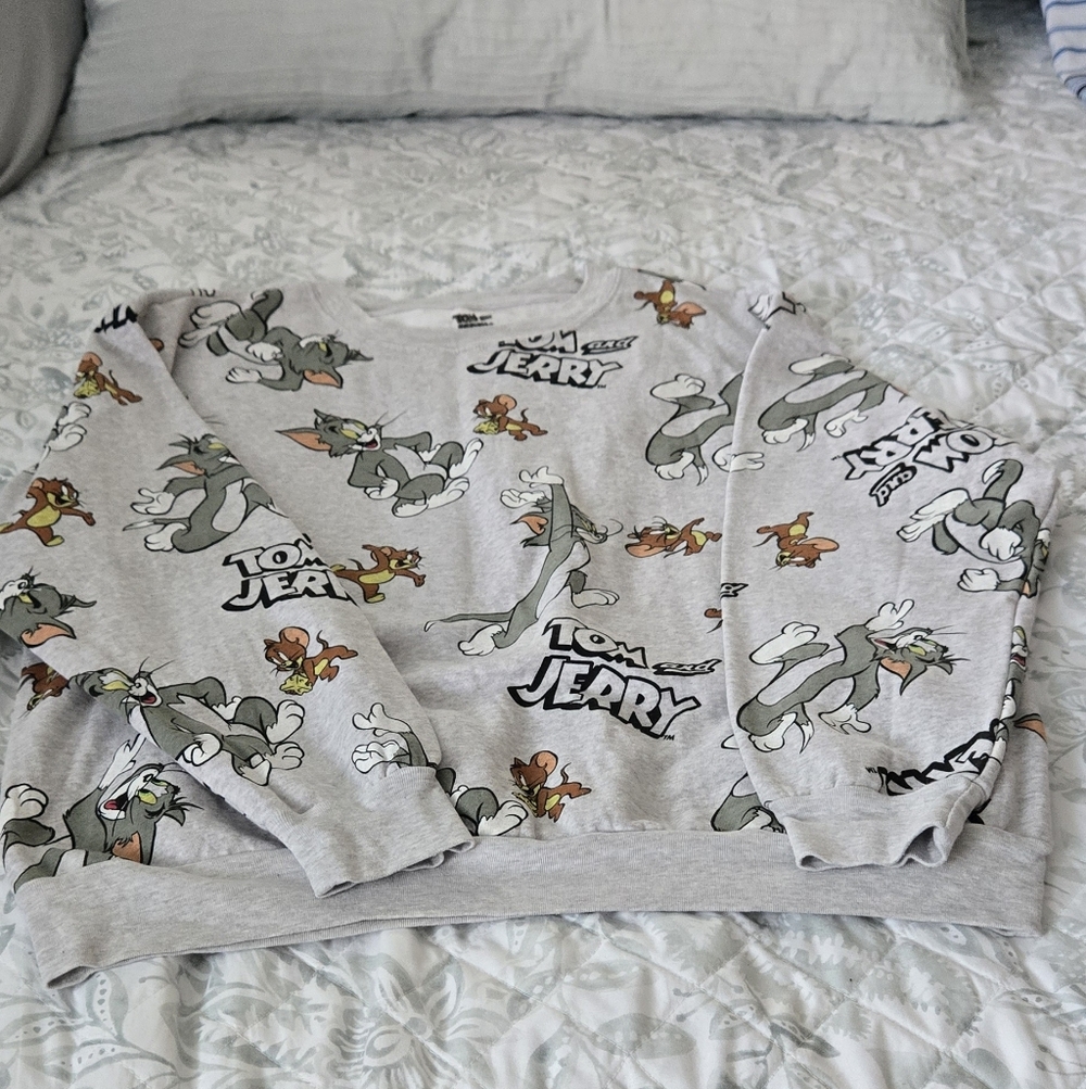 Tom and Jerry Grey All-Over Print Sweatshirt